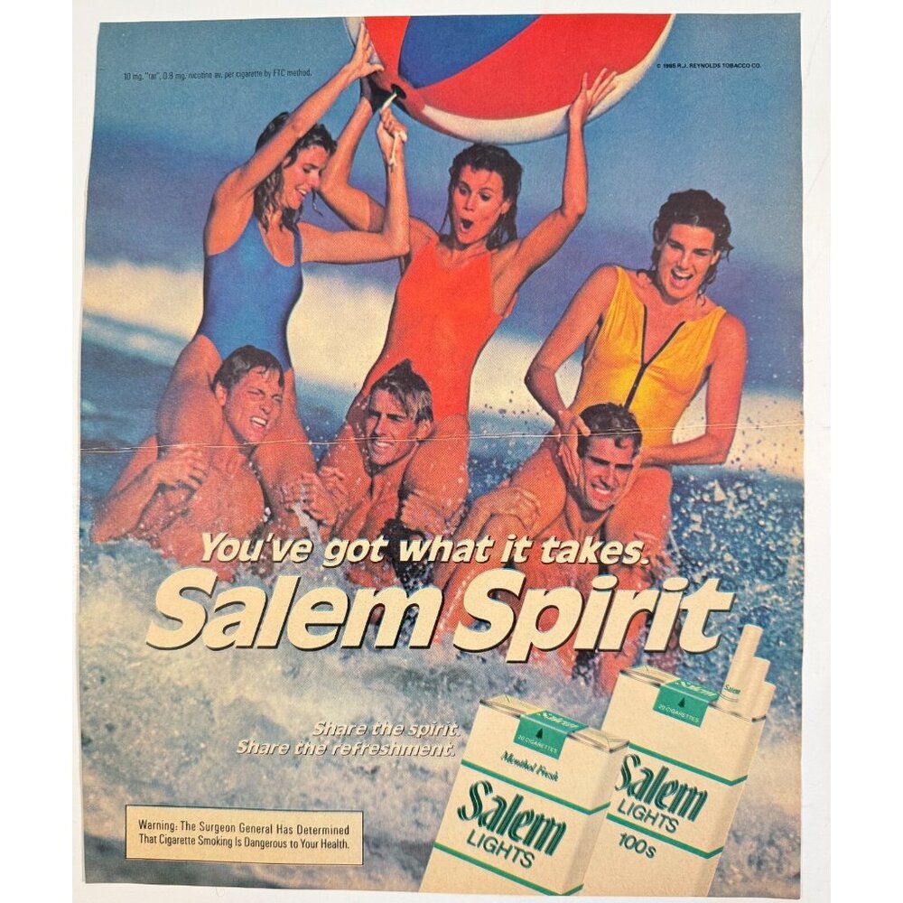 Vintage 1985 Salem Cigarettes Friends in Ocean Beach Advertisement Print Ad